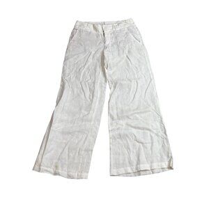 London Jean The Marisa Fit Womens White Linen Wide-Leg Pants Size 0